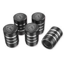 Tire Valve Caps for Peugeot 2008 3008 4008 5008 206 208 408 407 308, AntiTheft Metal, Black