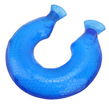 Botella de agua caliente en forma de U de 1,4 L, 34 x 33 cm, funda azul