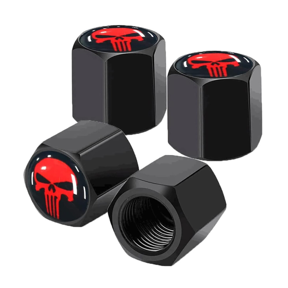Skull Tire Valve Stem Caps 4 Pack Zinc Alloy Dustproof Waterproof Universal Fit For Cars Bikes Trucks 9174973723257