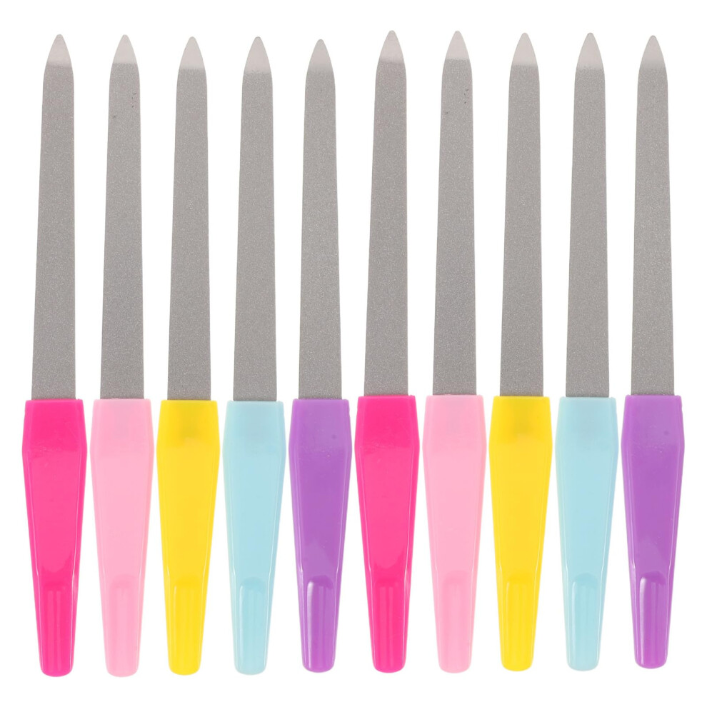 10pcs Stainless Steel Nail File DoubleSided with Ergonomic Grip for Manicure and Pedicure