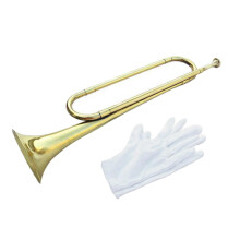 Bb Brass Bugle 47cm Yellow Brass Cavalry Trumpet for Marching Band with Powerful Sound Projection