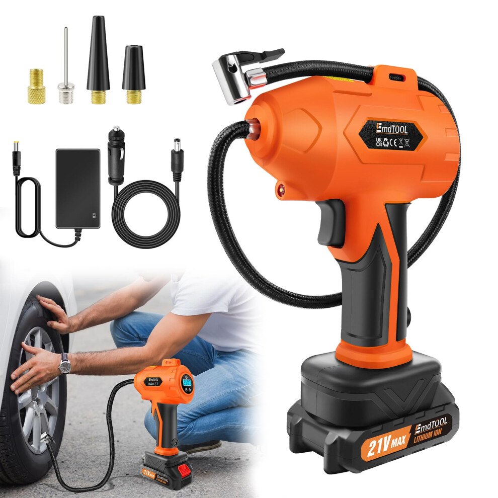 Portable Tire Inflator With Led Display, 180 Psi Rapid 3X Inflation Cordless Air Compressor For Car, Bike And Motorcycle 9174973723387