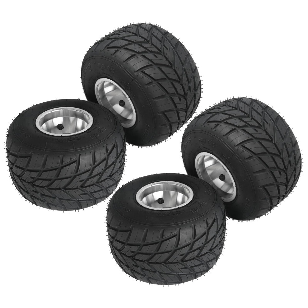 2 Pack 11X7.105 Go Kart Racing Tires And Tubeless Wheels, Knobby Tread, Aluminum Rim For Wet Weather 9053599212850