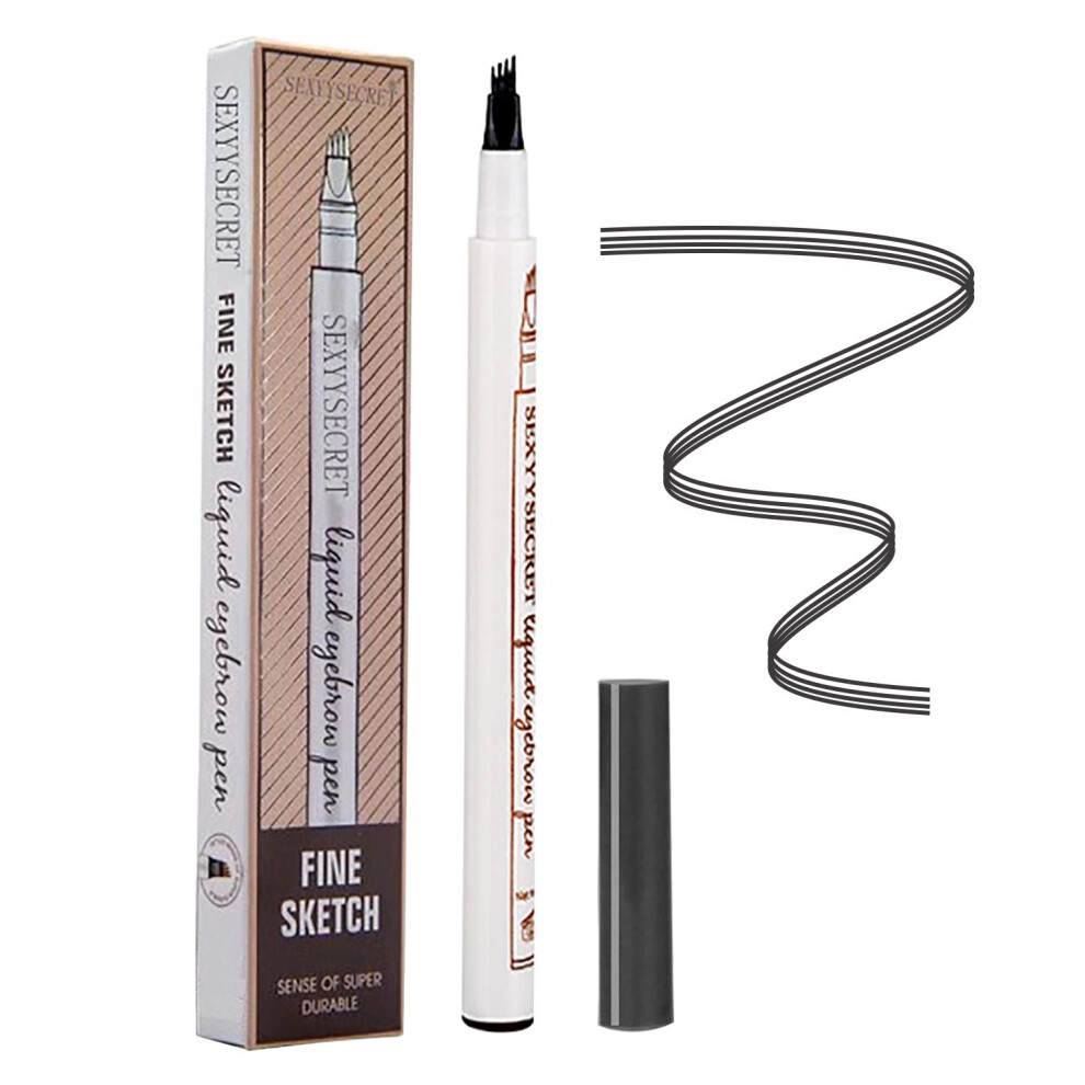 Eyebrow Tattoo Pen with Micro Fork Tip for Natural HairLike Strokes, Waterproof Long Lasting Dark Gray