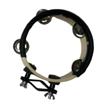 Tambourine for Drum Set with Bright Clear Jingle, Clamp On HiHat Stand Mount, Beige
