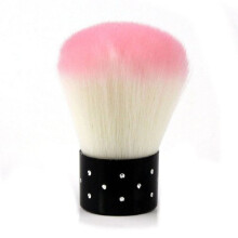 Pink and White Mini Rhinestone Nail Dust Brush with Quality Bristles for Manicure
