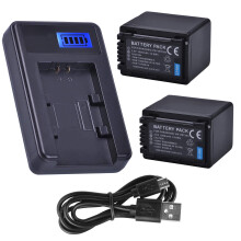 Camcorder Battery and Dual Charger Kit for Panasonic HCV180 with LCD Display 3900mAh 2Pack
