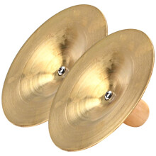 Finger Cymbals with Wooden Handles Durable Metal Percussion for Dance Performance and Rhythm Training