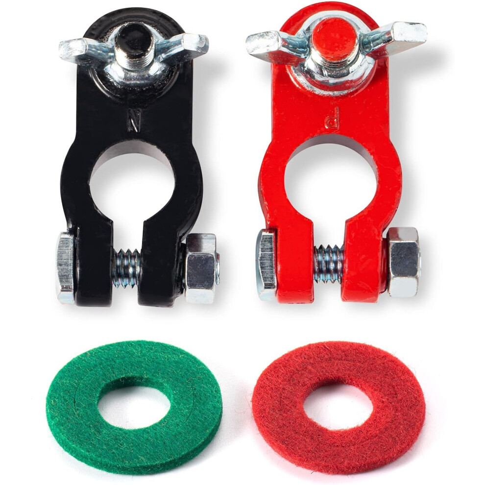 Battery Terminal Connectors Set, Quick Release Universal Clamps, Corrosion Resistant, Color Coded 9092120610956