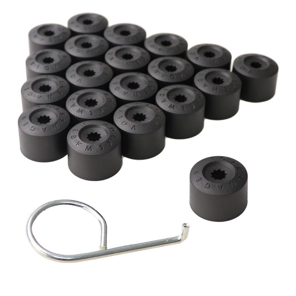 20Pcs 17Mm Wheel Lug Nut Covers For Vw Jetta Passat Gti Beetle Cc With Removal Tool Black 9174973724629