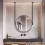 Ceiling Hanging Bathroom Mirror Round Vanity with ExplosionProof Glass Black Frame 15.7' 1