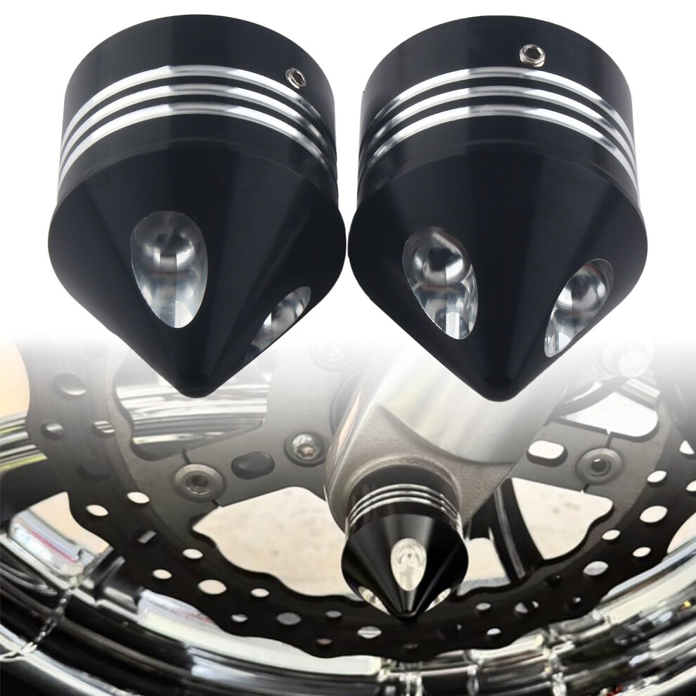 Spike Front Axle Nut Covers Caps Compatible With Harley Road Street Electra Glide Road King 20002007 Dyna Low Rider Super Glide 20042007 Black 9053599213925