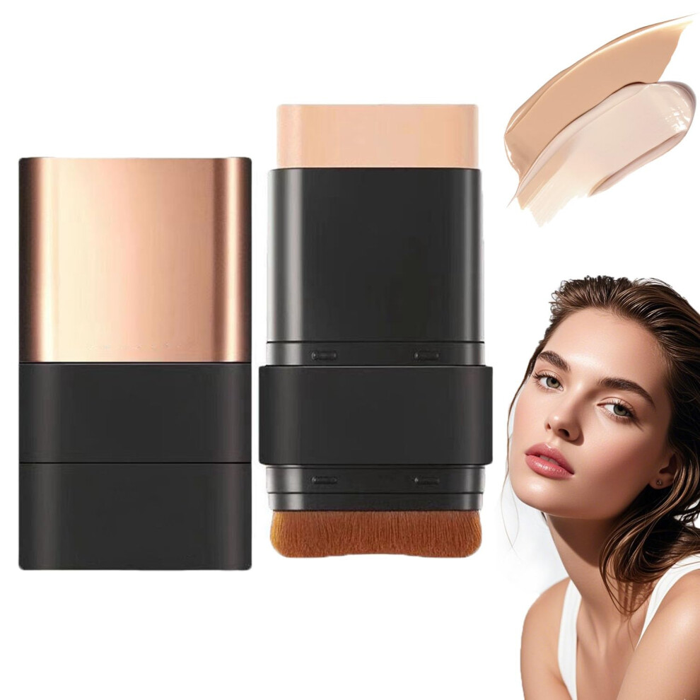Korean Foundation Stick with Brush, Full Coverage LongLasting AllinOne Makeup (#02 Natural)