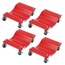 Heavy Duty Car Wheel Dolly Set 6000 Lbs with 360 Swivel Casters and Foot Brake for Garage Use Red