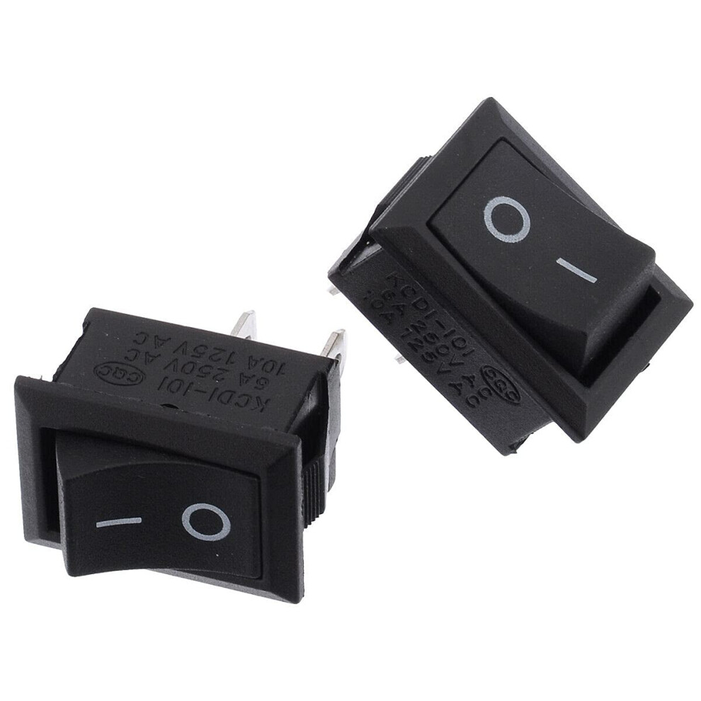 2X Black Rocker Switch Durable On/Off Control Ac Dc 12V 125V 250V Rectangular Flush Mount 9169991823713