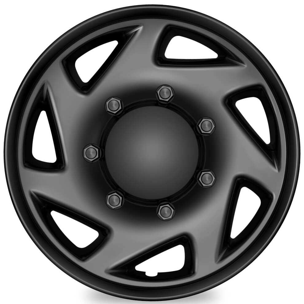 Hubcaps 16 Inch Wheel Covers For Ford Econoline E250 E350 E450 Vans Gloss Finish Black 9174973725596