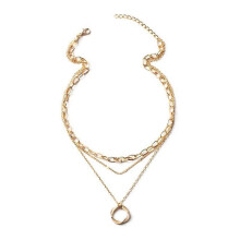 (As show, One size) Exaggerated coarse chain choker rules circle pendant necklace fashion necklace hip-hop woman,2024 Ping