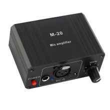 Microphone Preamp Mic Gain Booster with 48V Phantom Power for Dynamic and Condenser Mics