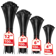 Cable Zip Ties 400 Pack Black Assorted Sizes 412 Inch Heavy Duty SelfLocking Nylon for Indoor Outdoor Use