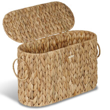 Water Hyacinth Toilet Paper Holder with Lid, Slim Wicker Bathroom Storage Basket, Large Capacity