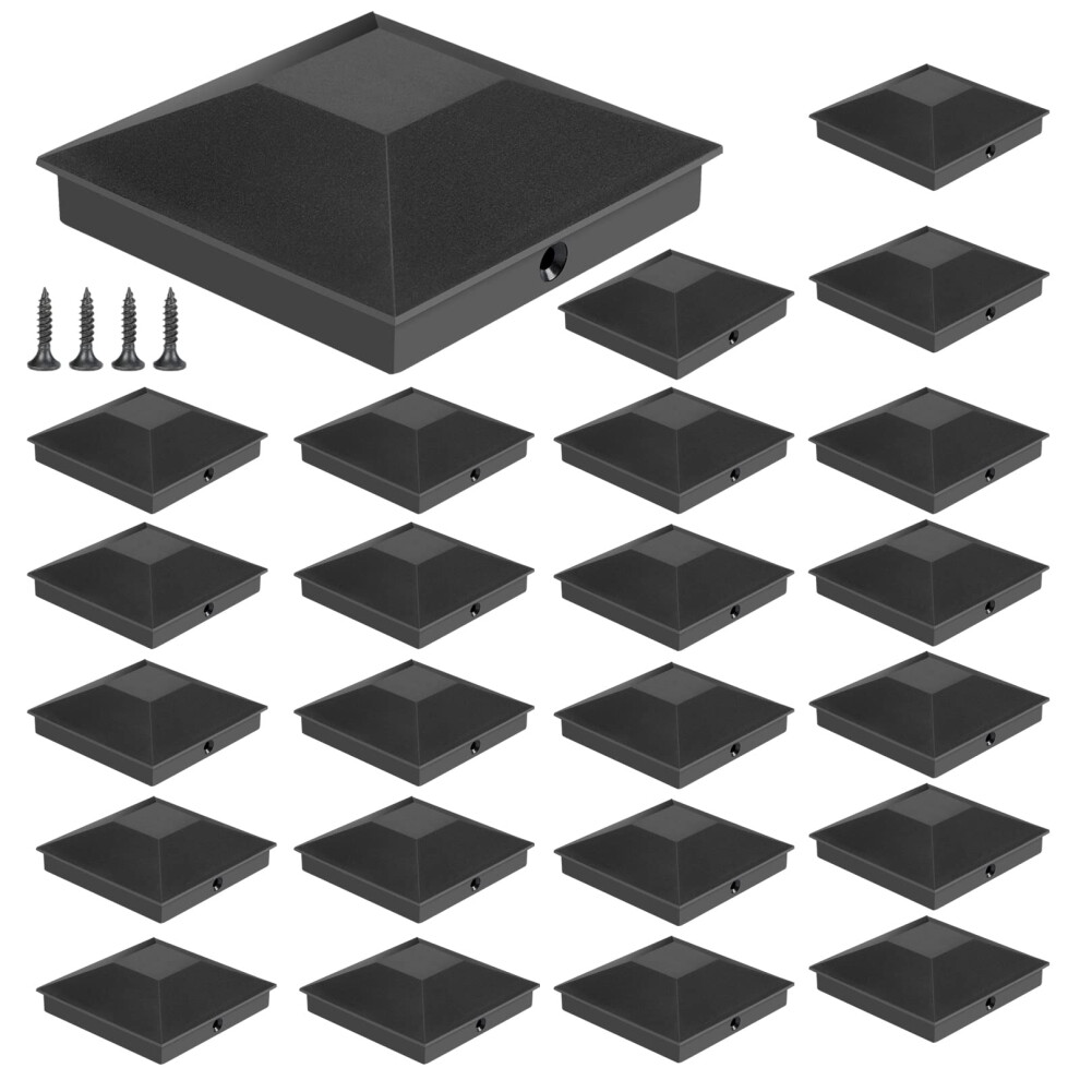 Fence Post Caps 4X4 Black Waterproof Uv Resistant Decorative Peak Prevent Cracks Rot 24Pcs 9113335874374