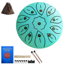 Steel Tongue Drum 6 Inch 11 Notes Lake Blue Hand Pan for Meditation with Bag Mallets Music Book