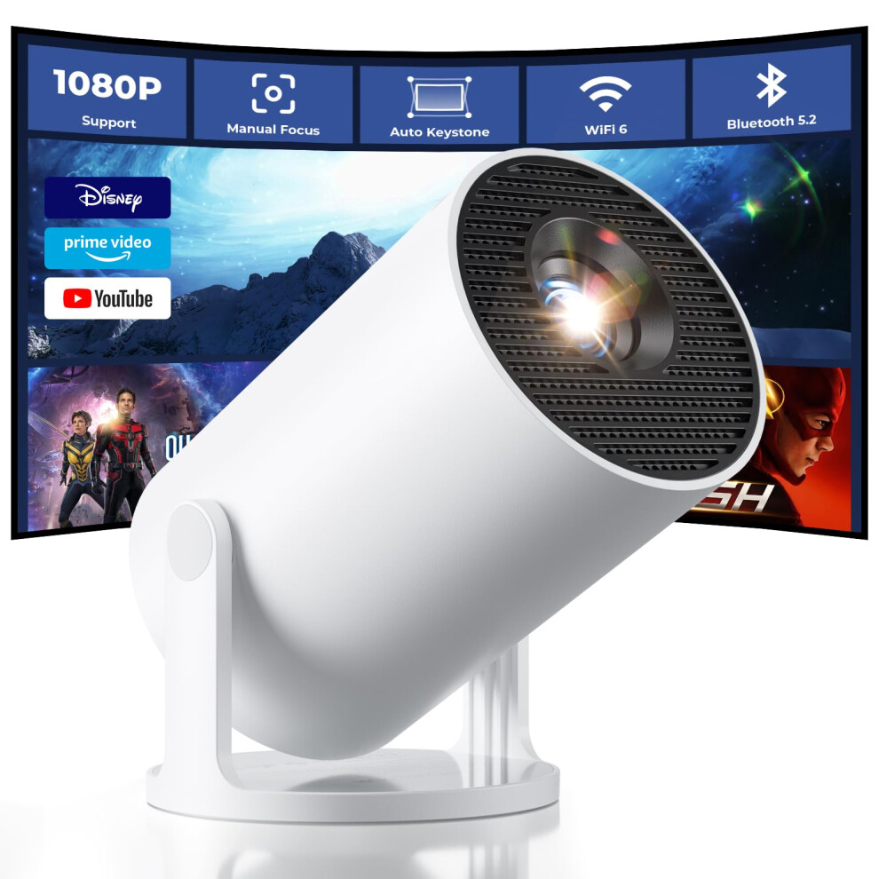 Mini Projector With Wifi And Bluetooth, 1080P Hd, Builtin Streaming Apps, 180 Flexible Projection 9169991825854