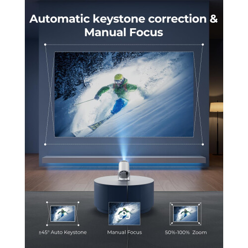 Mini Projector with WiFi and Bluetooth, 1080P HD, Builtin Streaming Apps, 180 Flexible Projection 2