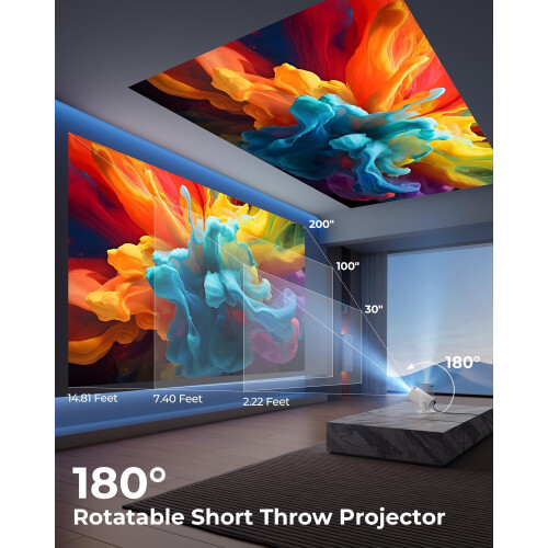 Mini Projector with WiFi and Bluetooth, 1080P HD, Builtin Streaming Apps, 180 Flexible Projection 1