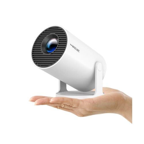 2025 Mini Projector with WiFi and Bluetooth, 4K Support, Auto Keystone, 180 Rotation, White