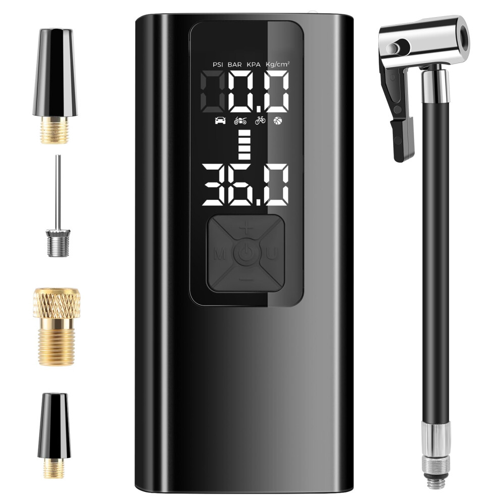 Portable Tire Inflator With Digital Gauge, Fast Inflation, Led And Auto Shutoff For Car, Motorcycle, Bicycle Light 9053599216322