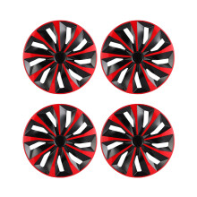 16 Inch ABS Hubcaps Set of 4, Black and Red Wheel Covers for Toyota Camry and Nissan, Secure Fit