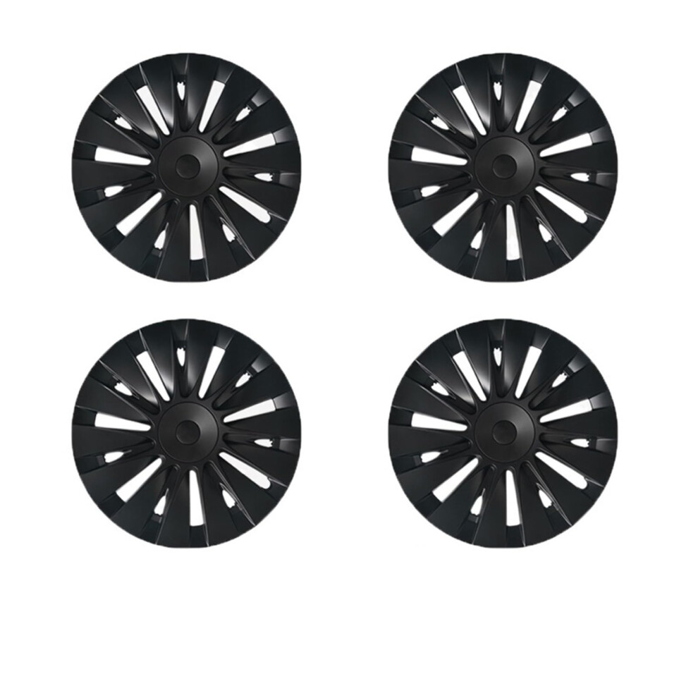 19 Inch Matte Hub Caps For Tesla Model Y 20212023, 14 Spoke Wheel Covers, Wind Noise Reduction Black 9053599216605