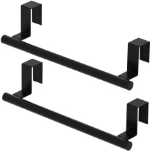 Over Cabinet Towel Bar Matte Black 2 Pack, Rustproof Stainless Steel Kitchen Towel Rack