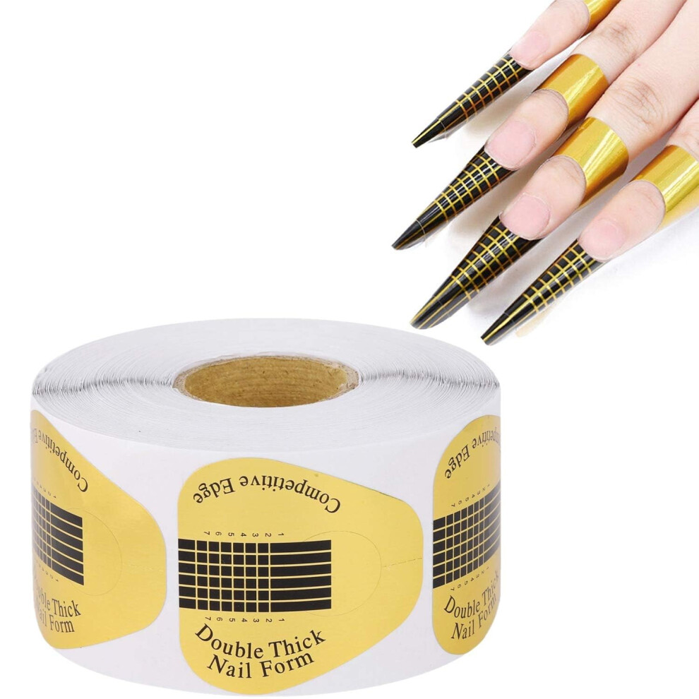 Golden 300Pcs Horseshoe Nail Extension Forms With Accurate Length Guide For Acrylic And Uv Gel