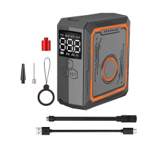 Portable Electric Air Pump 150 PSI Digital Tire Inflator with USB Rechargeable Compact Design for Bike Motorcycle Balls Black Orange