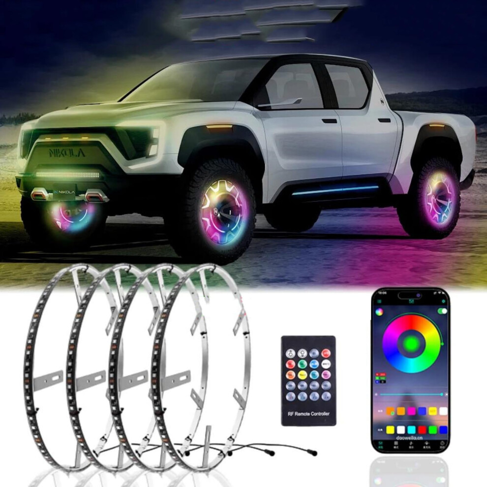 17 Inch Rgb Led Wheel Ring S With App Control, Ip67 Waterproof Double Row Dream Color Kit Light 9174973728184