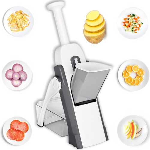 Vegetable Slicer with Adjustable Thickness Control and Container, Safe Mandoline for Kitchen