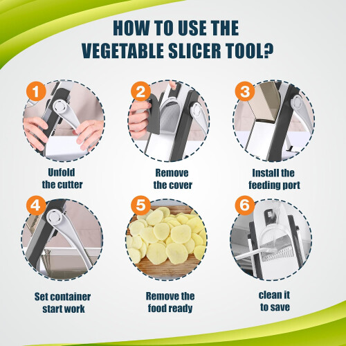 Vegetable Slicer with Adjustable Thickness Control and Container, Safe Mandoline for Kitchen 2