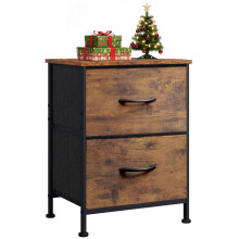 Rustic Brown Nightstand with 2 Drawers, Small Dresser for Bedroom and Dorm, Wooden