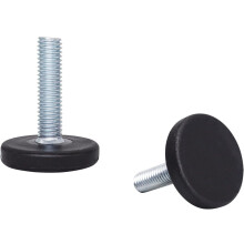 Pack of 4 Adjustable M8 Furniture Leveling Feet, Metal Round Legs with Plastic Base for Tables and Cabinets