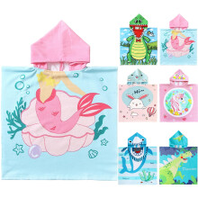 Kids Hooded Beach Towel Mermaid, QuickDry Microfiber Bath Wrap for Toddlers, Pink 24x24