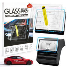 Matte Tempered Glass Screen Protector Set for Tesla Model Y/3 20252026 AntiGlare 9H AntiFingerprint