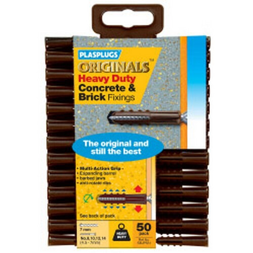 Plasplugs Heavy Duty Wall Plugs (Pack of 50)