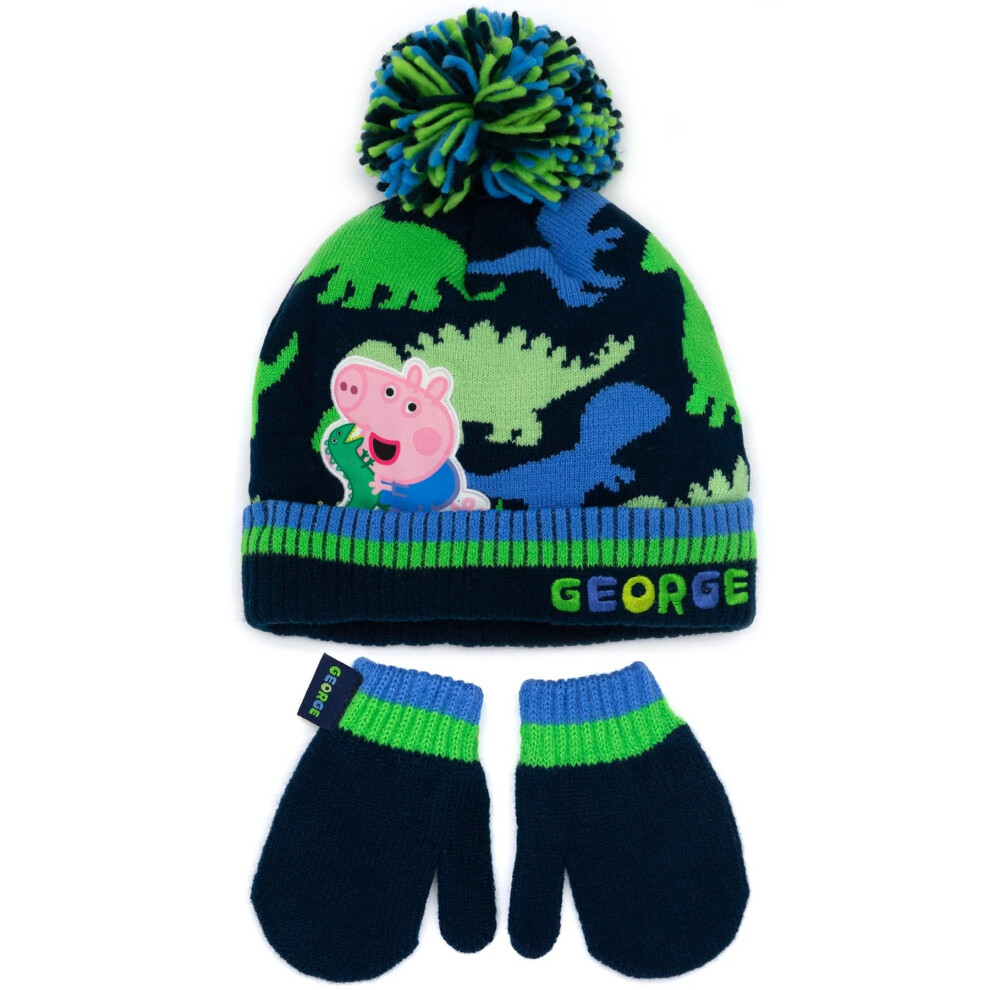 Peppa Pig Childrens/Kids George Pig Hat And Gloves Set Blue