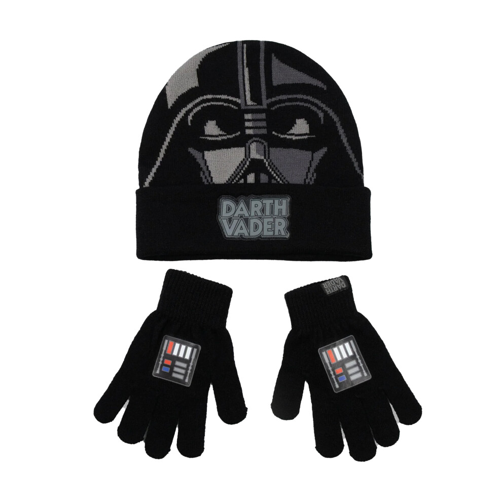 Star Wars Boys Darth Vader Beanie & Gloves Set Black