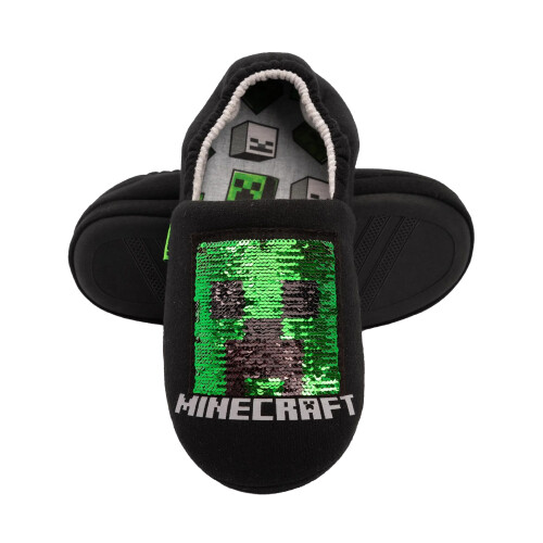 Minecraft (3 UK, Black/Red/Green) Minecraft Boys Sequin Slippers 1