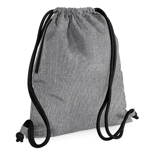 BagBase (One Size, Grey Marl/Black) Bagbase Icon Drawstring Bag/Gymsac