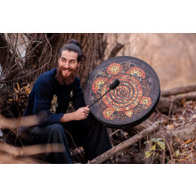 22 Inch Tunable Frame Drum with Vegan Membrane, Deep Bass Hand Drum for Native Sound Healing