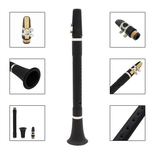 Bb Keyless ABS Clarinet with Case and Reeds, Lightweight Beginner Woodwind for Practice 1
